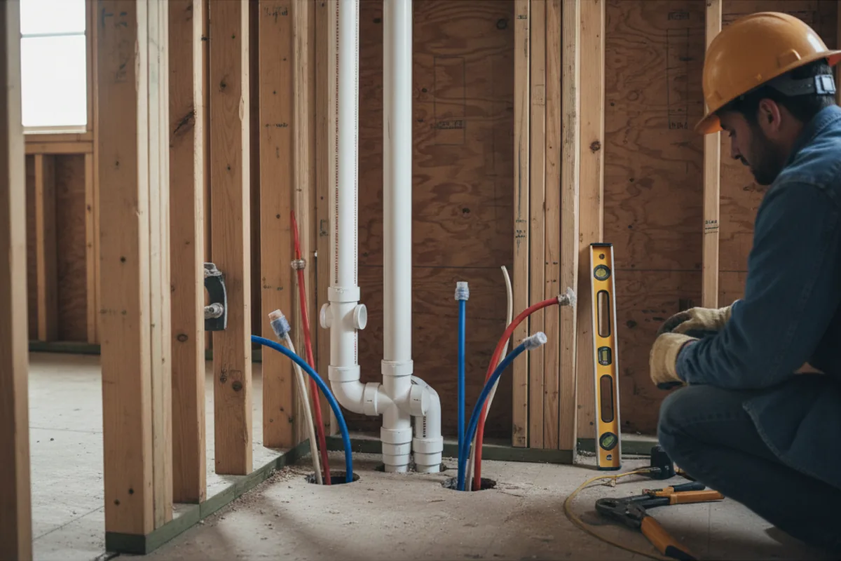 Drain and supply rough-in during Toilet Repair and Installation in Midvale